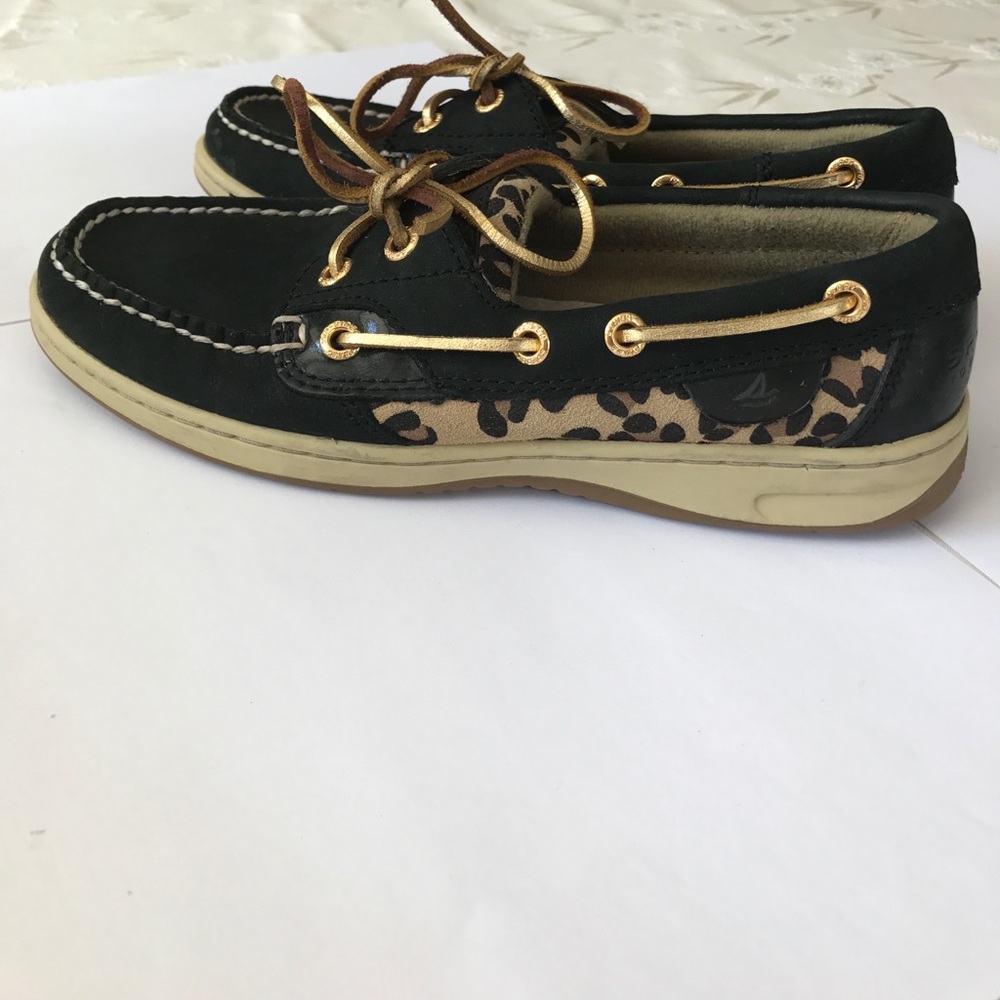 Navy blue and cheetah Sperry Top Sidere