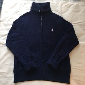 Zip up RL cable knit sweater