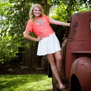 Coral crocheted crop top