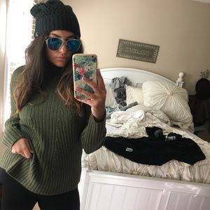 Mock neck olive green sweater