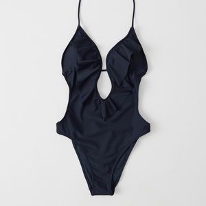 🆕 A&F Sexy Ruffle One Piece || Navy