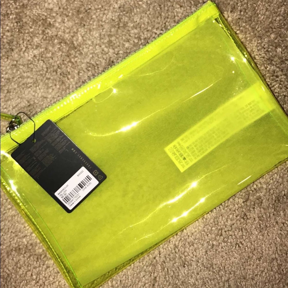 Neon yellow clear pouch
