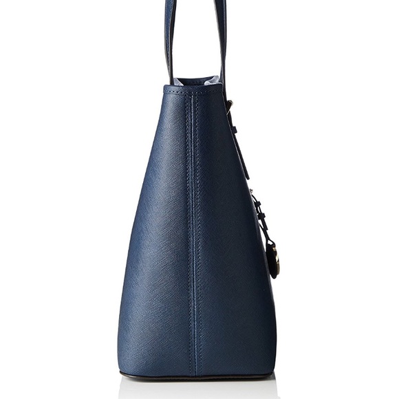NWT Michael Kors Navy Jet Set Medium Leather Tote - Picture 4 of 7