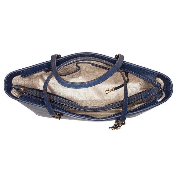NWT Michael Kors Navy Jet Set Medium Leather Tote - Picture 6 of 7