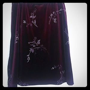Velvet floral print skirt
