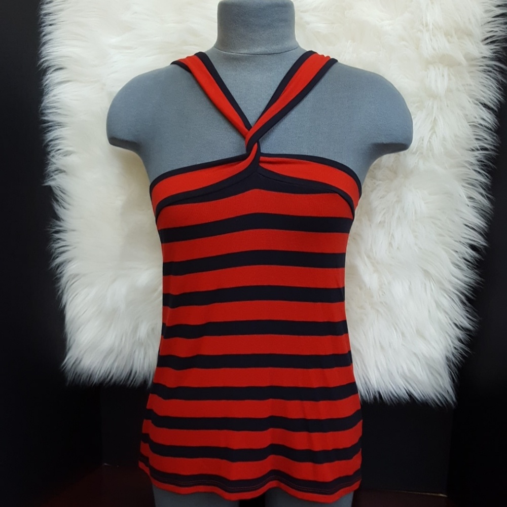 The Limited Red & Navy Blue Striped top