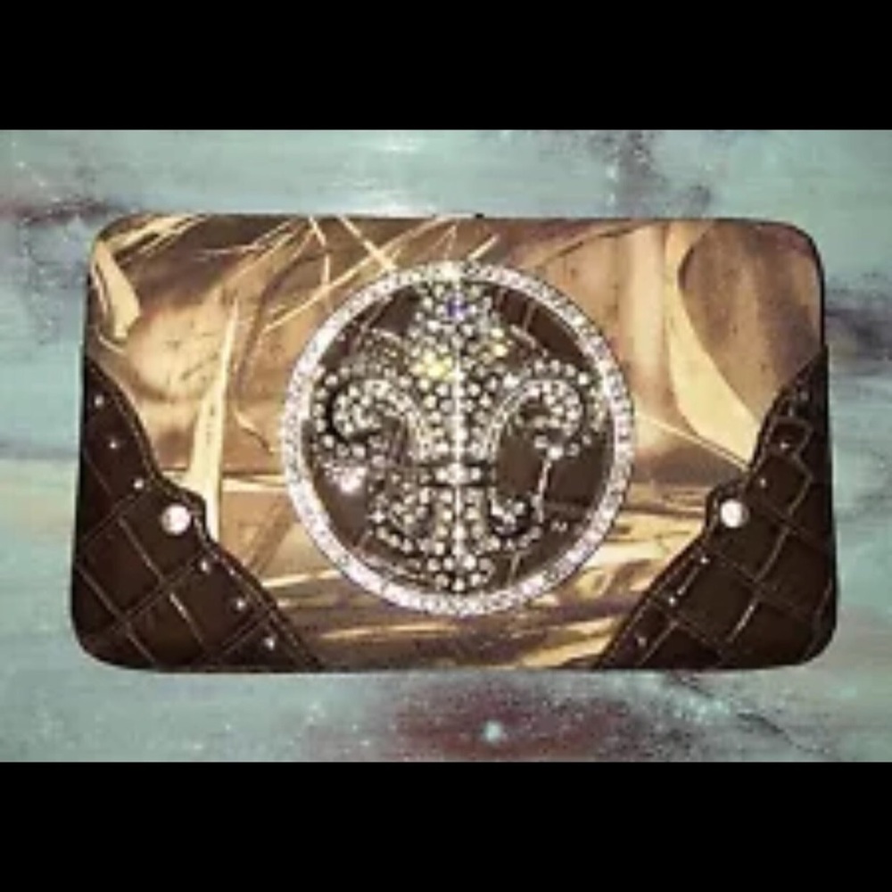 NEW Faux Leather & Camouflage Fabric Print Wallet NWOT