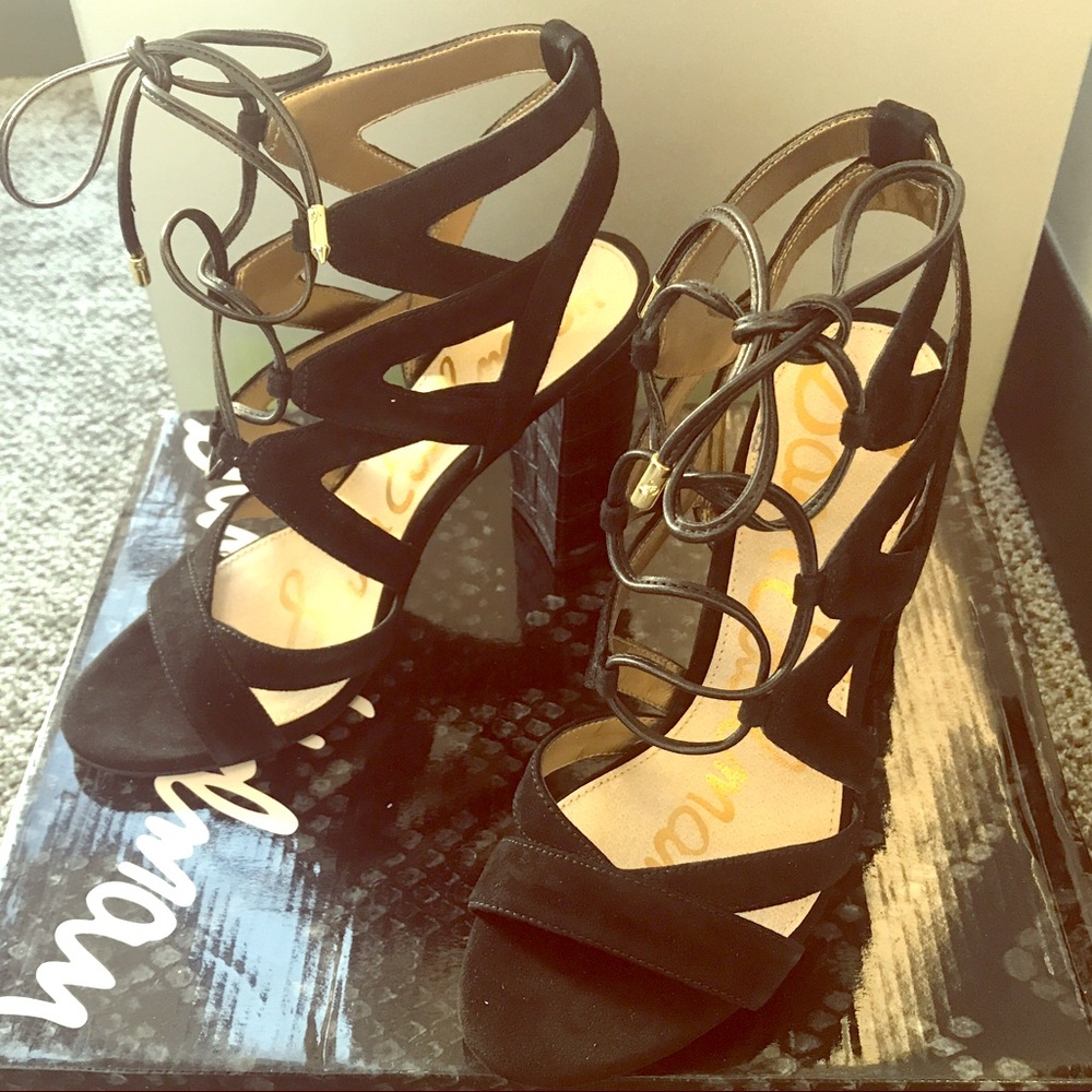 Sam Edelman: Yardley Black Suede Block Heel Sandal