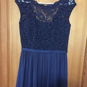 David's Bridal Lace Navy Dress