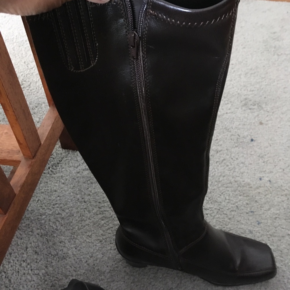 Dark brown soft  leather boots