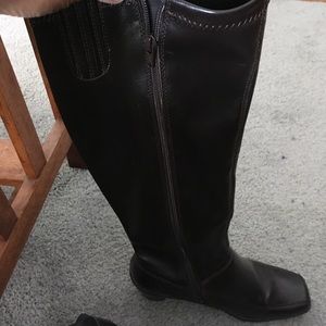Dark brown soft leather boots