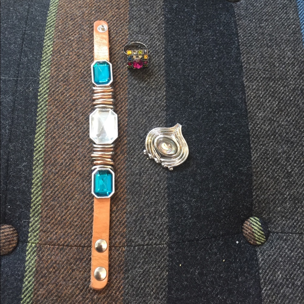 Vintage bracelet, brooch, and ring set.