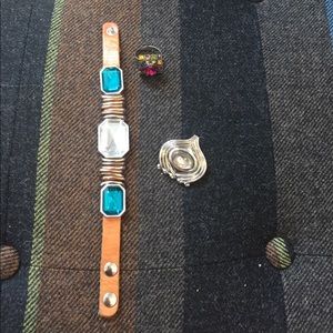 Vintage bracelet, brooch, and ring set.