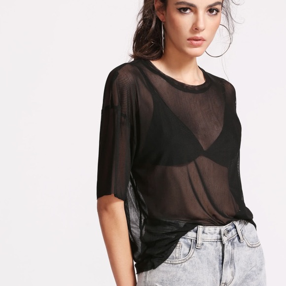 🎉TODAY ONLY SALE🎉Black Mesh Shirt NWOT - Picture 2 of 3