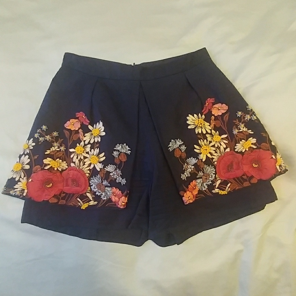 Anthropologie high waisted embroidered shorts