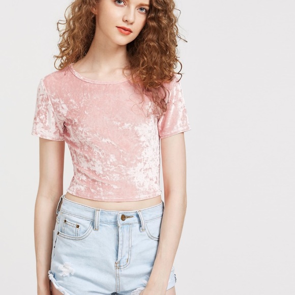 🎉TODAY ONLY SALE🎉Pink Velvet Crop NWOT - Picture 2 of 3