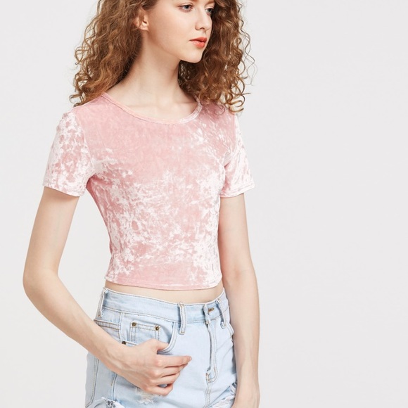 🎉TODAY ONLY SALE🎉Pink Velvet Crop NWOT - Picture 3 of 3