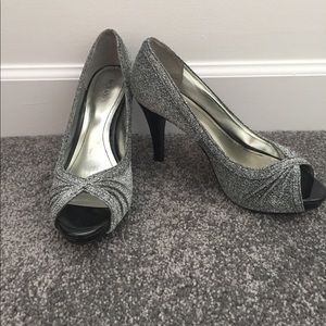 Silver sparkly heels