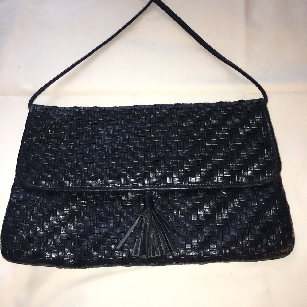 100% leather woven cross body bag