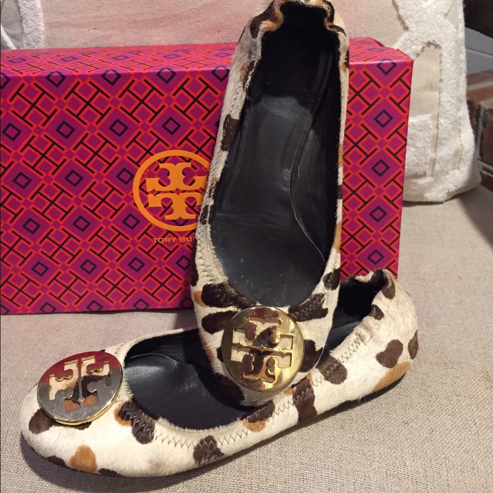 Tory Burch Calf Hair Leopard Reva Fats Sz 5.5