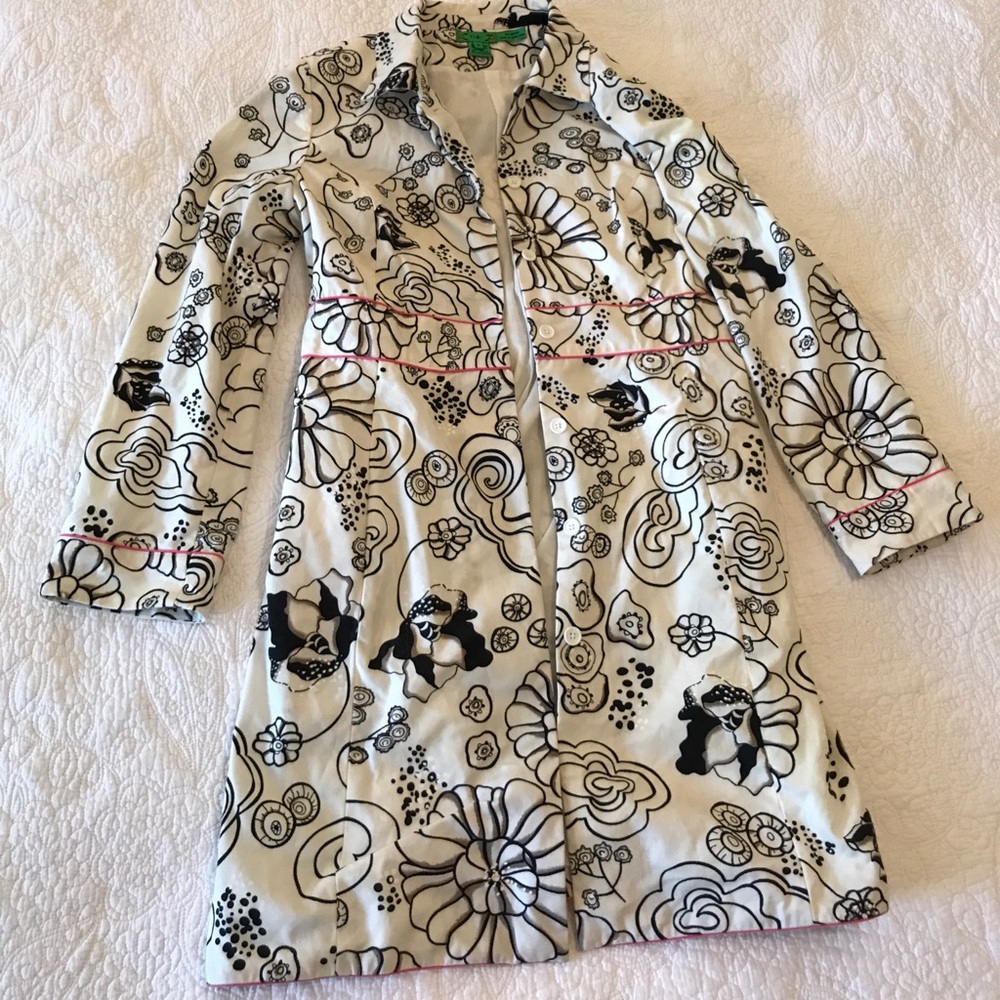 Tibi black and white coat with pink piping size 6