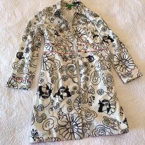 Tibi black and white coat with pink piping size 6