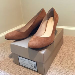 BRAND NEW Cole Haan Camel Suede Wedges