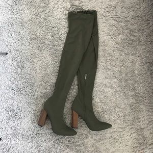 Army green over the knee boots
