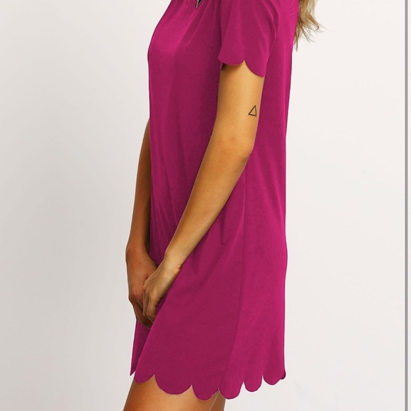 🎉TODAY ONLY SALE🎉Hot Pink Scalloped Dress- NWOT - Picture 2 of 4