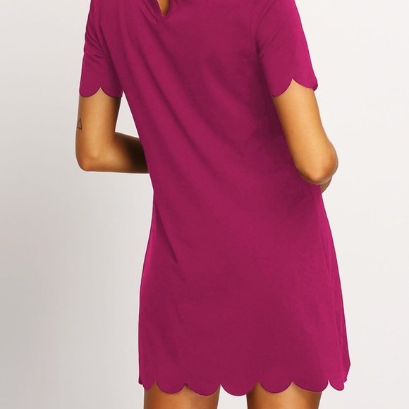 🎉TODAY ONLY SALE🎉Hot Pink Scalloped Dress- NWOT - Picture 3 of 4