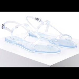 Forever 21 Jelly T strap Sandals - Clear (Sz 9)