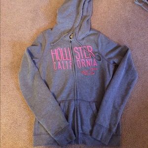 Hollister hoodie gray and pink size medium