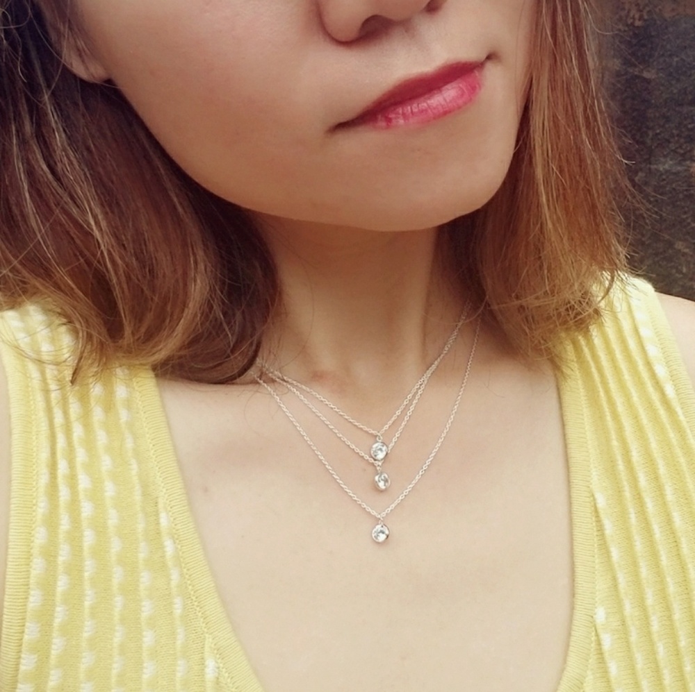 Sterling Silver Triple Layered Diamond Necklace