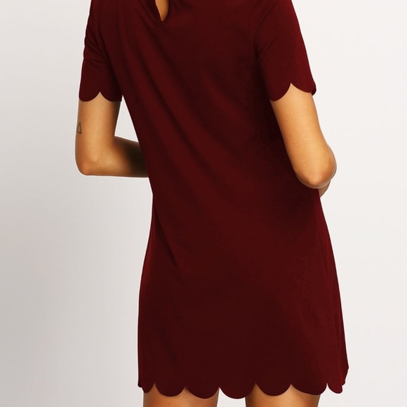 🎉TODAY ONLY SALE🎉Burgundy Scalloped Dress NWOT - Picture 3 of 3