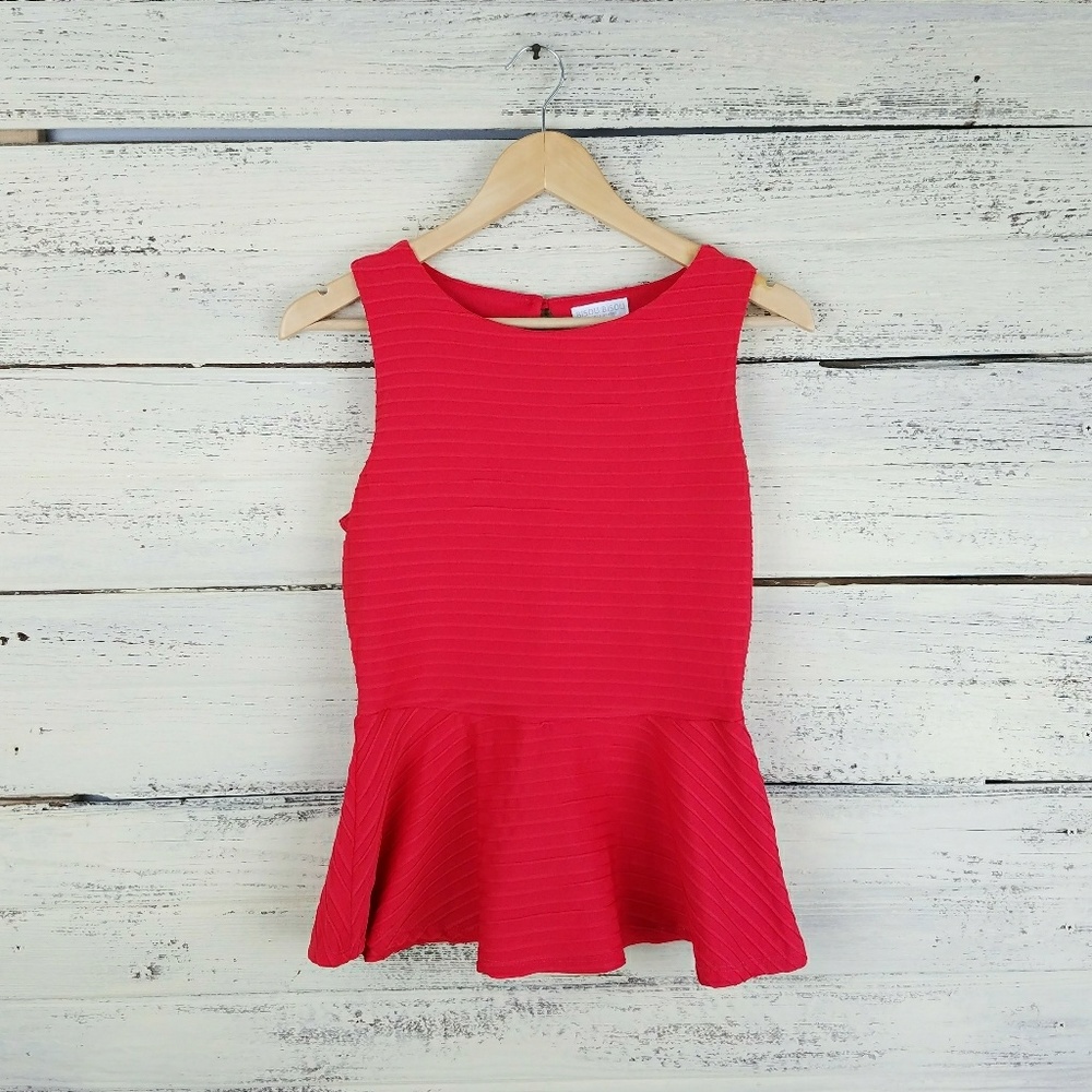 Red Peplum Blouse Bisou Bisou Michele BohBot