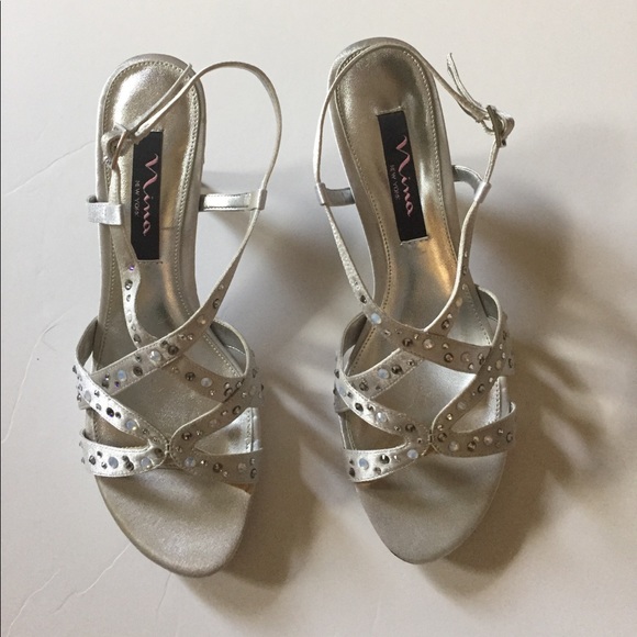 Nina Shoes - Nina Norilo Silver Royal Satin Fabric Sandals
