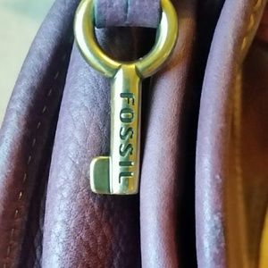 Beautiful plum colored, leather, Fossil Purse