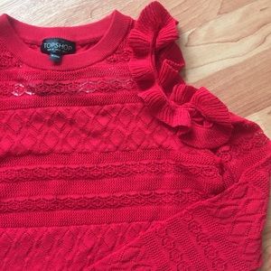 Topshop Frelimo cold shoulder ruffle knit top