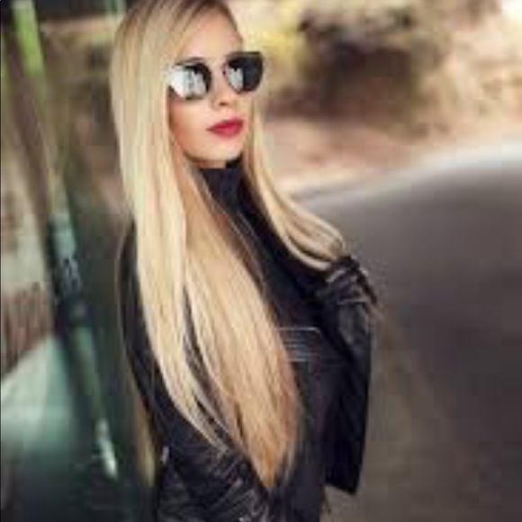 Black Metal Frame Mirror Cat Eye Sunglasses 😎 - Picture 1 of 1