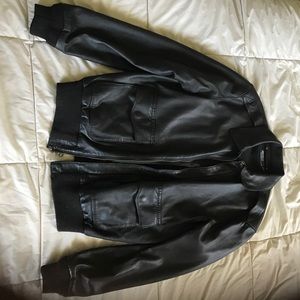 Men's leather polo jacket