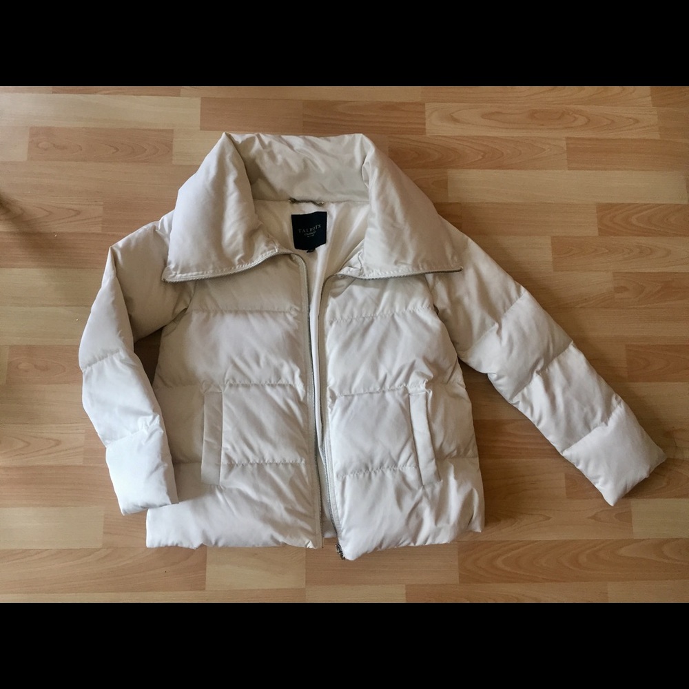 Talbots puffer coat in cream white