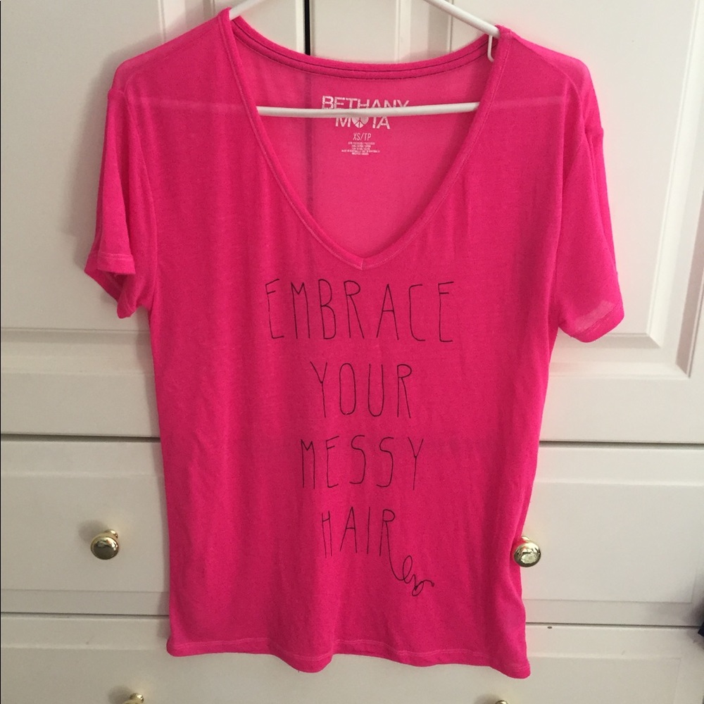 Pink Aeropostale shirt- embrace your messy hair!