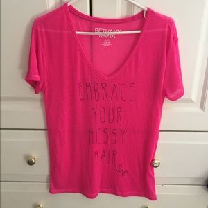 Pink Aeropostale shirt- embrace your messy hair!