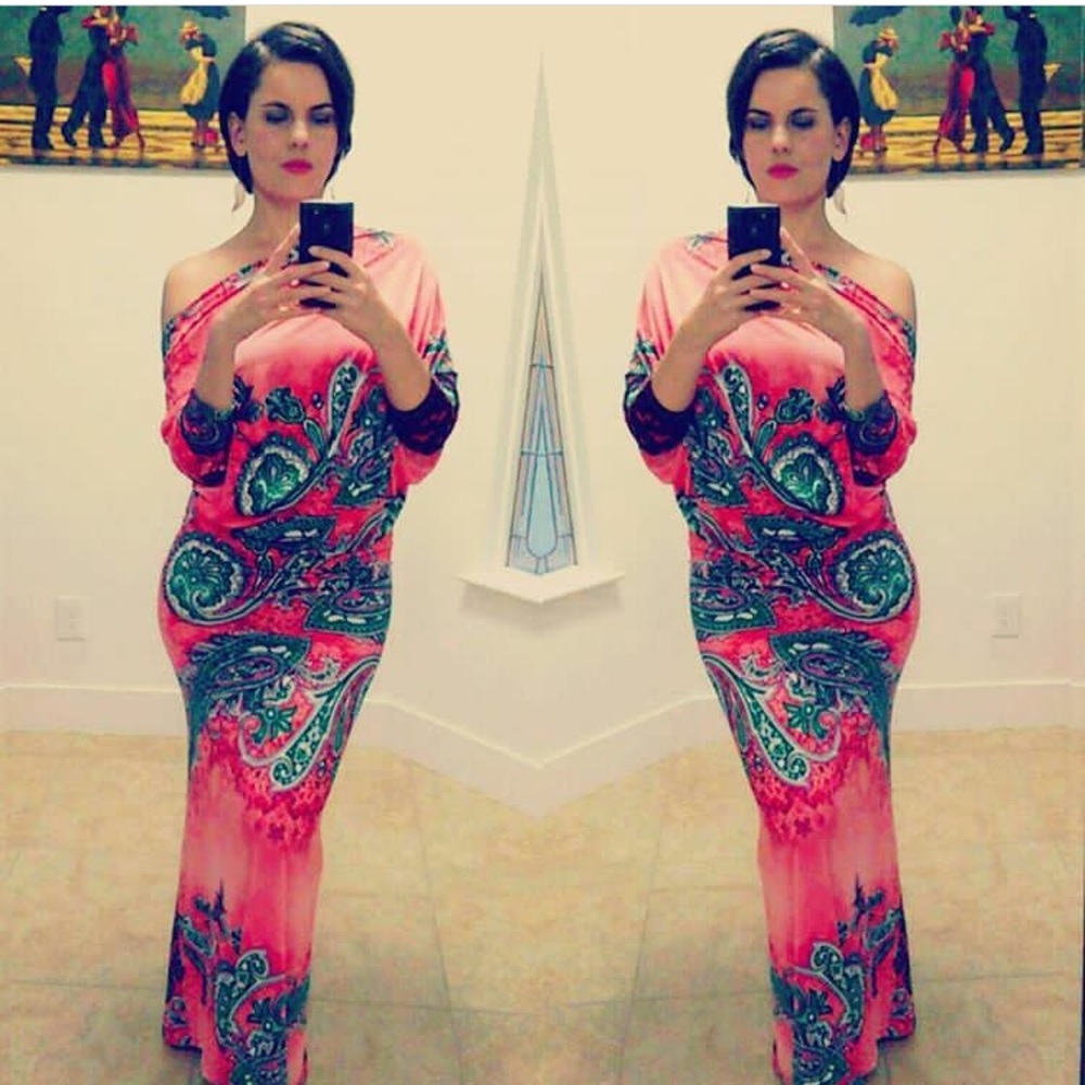 Of the shoulder maxi dress