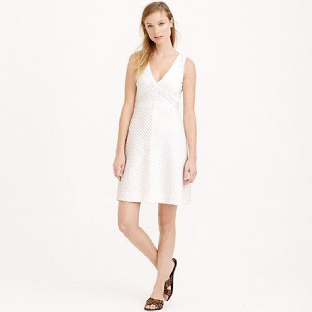 Jcrew White Chevron Pleated Dress- Size 4