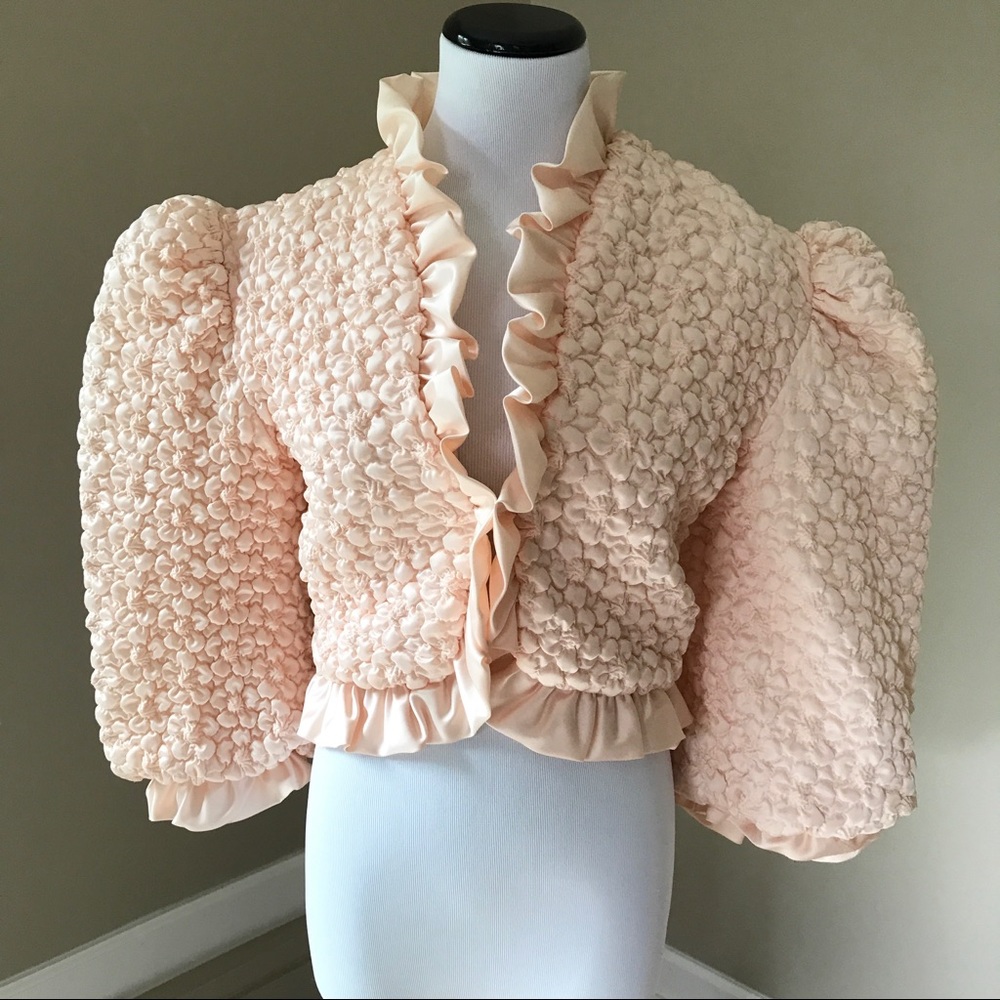 Vintage Lanvin Couture Pink Puckered Shrug