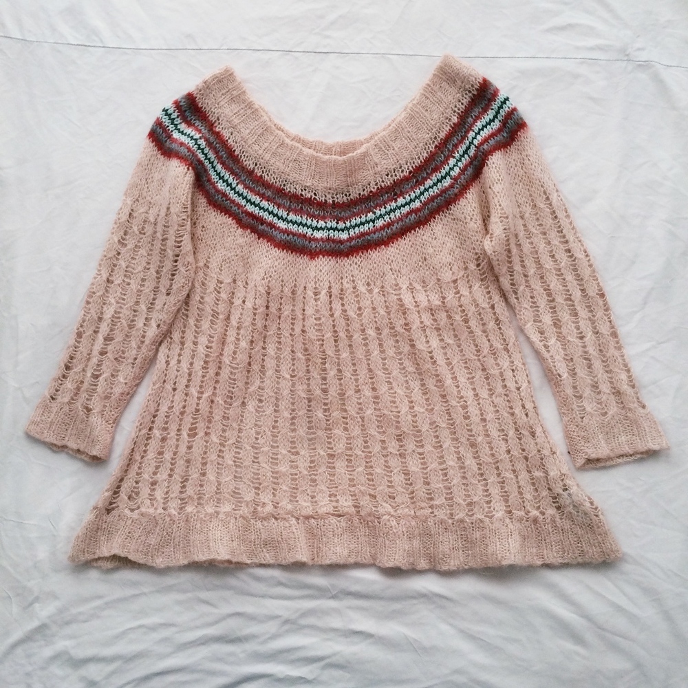 Urban Outfitters Salmon Mohair Fair Isle Sweater