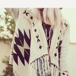 Forever 21 boho tribal cardigan fringe fall. SALE!