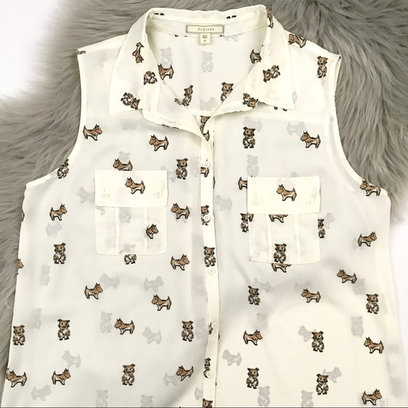 Pleoine Sleeveless Two Pocket Print Blouse NWOT - Picture 4 of 7