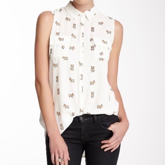 Pleoine Sleeveless Two Pocket Print Blouse NWOT - Picture 2 of 7